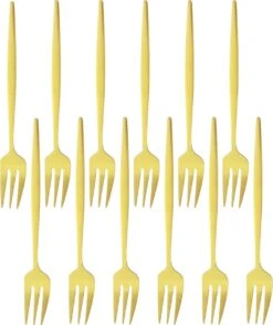 House Of Husk® Gouden Gebaksvorkjes - Dessertvorken - Taartvorkjes - Cocktailvorken - Klein Vorkjes - 12 Stuks - RVS - 14cm