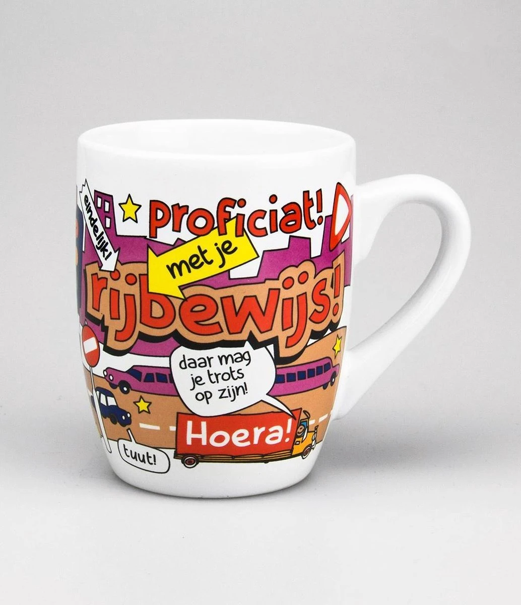 Paper Dreams Mok Cartoon-stijl Rijbewijs Keramiek 325ml Rood/wit 8 Paper Dreams Mok Cartoon-stijl Rijbewijs Keramiek 325ml Rood/wit - Afbeelding 8