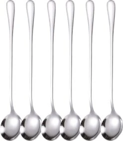 House Of Husk Latte Macchiato Lepels Set - Lange Theelepels - Koffielepels - Longdrinklepels - Sorbetlepels - Barlepel - RVS - 6 Stuks - 19CM - Zilver