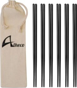 Alheco 6 Paar Koreaanse Chopsticks - Eetstokjes - Metaal / RVS - Zwart