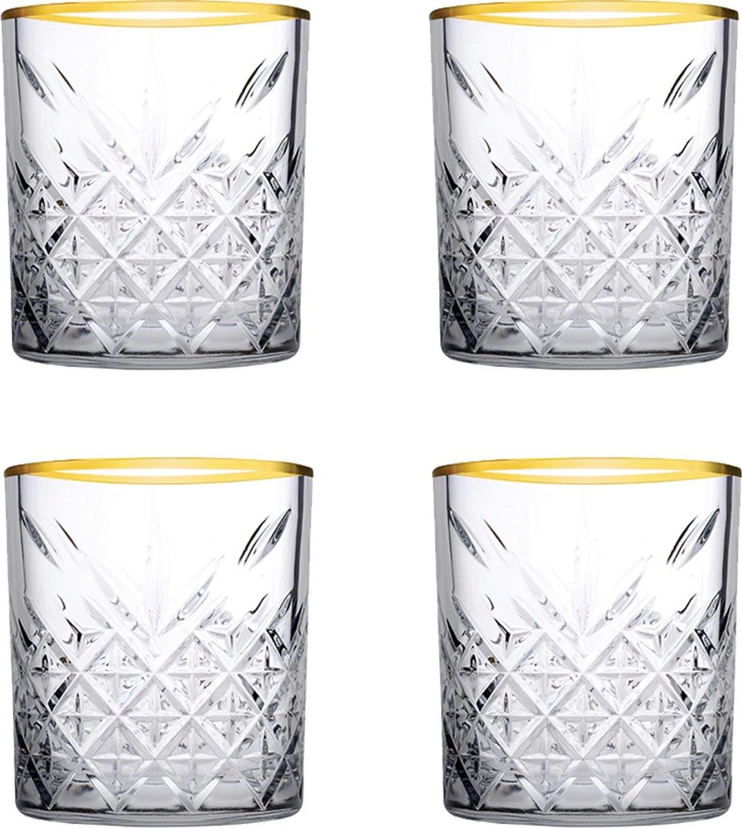 Pasabahce Tumbler Met Gouden Rand Timeless 35.5 Cl - Transparant Goud 4 Stuk(s) 1 Pasabahce Tumbler Met Gouden Rand Timeless 35.5 Cl - Transparant Goud 4 Stuk(s)
