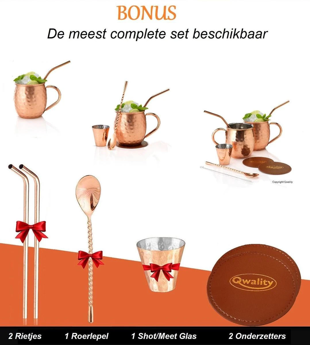 Luxe Moscow Mule Beker Set – Cocktail Set - Inclusief 2 Heerlijke Mule Recepten - Luxe Cadeau Man Vrouw - 500ml – Qwality 4 Luxe Moscow Mule Beker Set – Cocktail Set - Inclusief 2 Heerlijke Mule Recepten - Luxe Cadeau Man Vrouw - 500ml – Qwality - Afbeelding 4