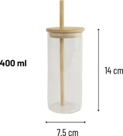 Orange85 Drinkglazen - Met Bamboo Deksel En Rietje - 2 Stuks - 400 Ml - Waterglazen -Keukenheld Verkoopwinkel 1089x1200