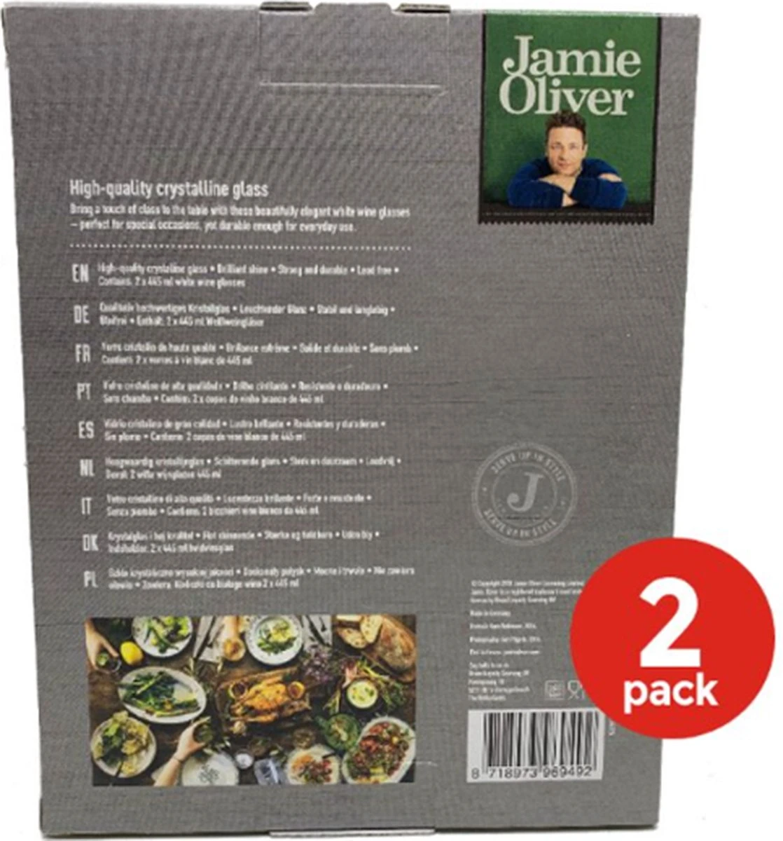 4 Jamie Oliver Wijnglazen - Witte Wijn - Set Van 4 (445ml) 2 4 Jamie Oliver Wijnglazen - Witte Wijn - Set Van 4 (445ml) - Afbeelding 2