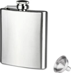 Merkloos Heupfles Scotch Met Draaiknop - RVS Platvink Whiskey Fles - 210ML - 7Oz