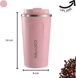 Thermosbeker - Koffiebeker To Go - Travel Mug - Dubbelwandig, RVS & Lekvrij - Thermosbeker Koffie - 380 ML – Roze -Keukenheld Verkoopwinkel 1169x1200 2