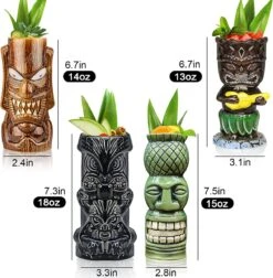 Tiki-mokken Glazen Tiki-mok Voor Cocktails, Set Van 4 Grote Keramische Tropische Bekers, Hawaïaanse Tiki-feestjes, Creatieve Cocktailglazen Voor Drankjes, Drinkgerei Voor Bar, Hoogwaardig Tropisch Exotisch Leuk Bargerei, 4 Stuks, Als Cadeau -Keukenheld Verkoopwinkel 1177x1200 2