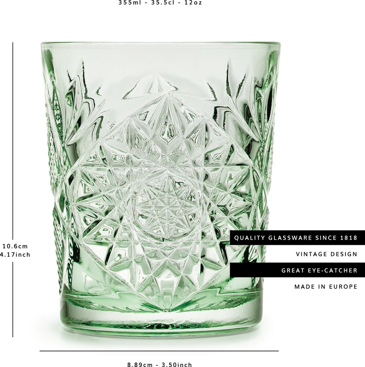 Libbey Drinkglas Hobstar Ebony Green – 355 Ml/ 35,5 Cl - 6 Stuks - Vintage Design - Vaatwasserbestendig - Hoge Kwaliteit 4 Libbey Drinkglas Hobstar Ebony Green – 355 Ml/ 35,5 Cl - 6 Stuks - Vintage Design - Vaatwasserbestendig - Hoge Kwaliteit - Afbeelding 4