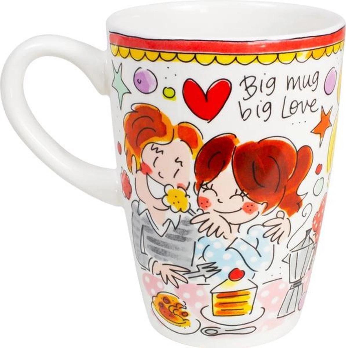 Blond Amsterdam Even Bijkletsen Beker XL 500 Ml - Rode Rand 3 Blond Amsterdam Even Bijkletsen Beker XL 500 Ml - Rode Rand - Afbeelding 3