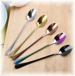 Fako Bijoux® - 6 Lange Lepels - Latte Macchiato - Longdrink - Cocktail - Dessert - IJs - Koffie - Zilver - 6 Stuks - Bewaarzakje -Keukenheld Verkoopwinkel 1196x1200 5