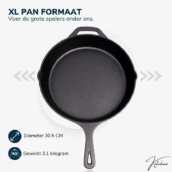 Gietijzeren Pan - Skillet - Koekenpan - BBQ - Koekenpan Inductie - ø32cm - 3.1 KG - Geschikt Voor Alle Warmtebronnen - Inclusief Gratis E-Book -Keukenheld Verkoopwinkel 1198x1200 6