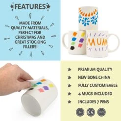TWIDDLERS Doe-Het-Zelf Mokken Beschilderen Pakket Met 4 Mokken & 7 Keramiekstiften - Decoreer Je Eigen Mok Knutselproject Voor Kinderen - Mooi Als Cadeau Voor Moederdag/Vaderdag -Keukenheld Verkoopwinkel 1199x1200 6