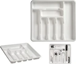 Kunststof Bestekbak/bestekhouder 7-vaks Wit 42 X 39 Cm - Keukenlade/besteklade Inzetbakken -Keukenheld Verkoopwinkel 1200x1001
