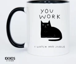 I Work Hard Kat Mok - Katten - Juf Cadeau - Meester Cadeau - Verjaardagscadeau - Cadeau - Verjaardag Cadeau Man - Cadeau Voor Man - Cadeau Voor Vrouw - Mokken - Theeglazen - Koffiekopjes -Keukenheld Verkoopwinkel 1200x1004 1