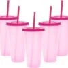 Herbruikbare Bekers Met Rietje En Deksel Van Plastic – Starbucks Design – Drinkbekers Met Rietje – Kleur Veranderende Beker – 5 Pack