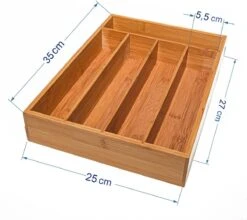 Merkloos Bamboehouten Bestekbak - 5 Compartimenten - 25 X 35 X 6 Cm. - Organizer - 5 Vaks -Keukenheld Verkoopwinkel 1200x1068
