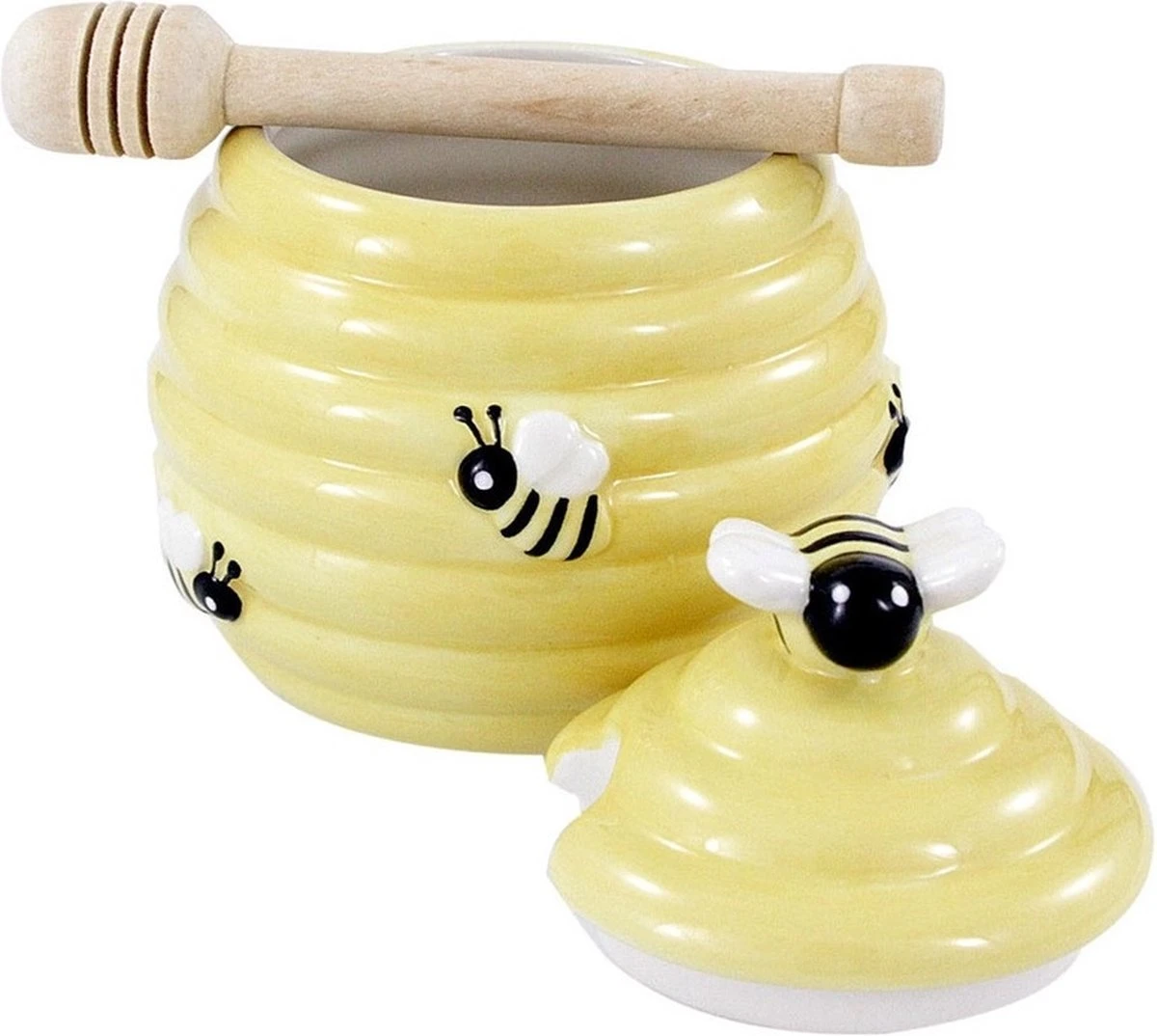 Merkloos Gele Honingpot Met Honinglepel/stokje 11 Cm - Keukengerei/tafelgerei - Thee Drinken - Honing Potten Met 3D Bijenmotief 2 Merkloos Gele Honingpot Met Honinglepel/stokje 11 Cm - Keukengerei/tafelgerei - Thee Drinken - Honing Potten Met 3D Bijenmotief - Afbeelding 2