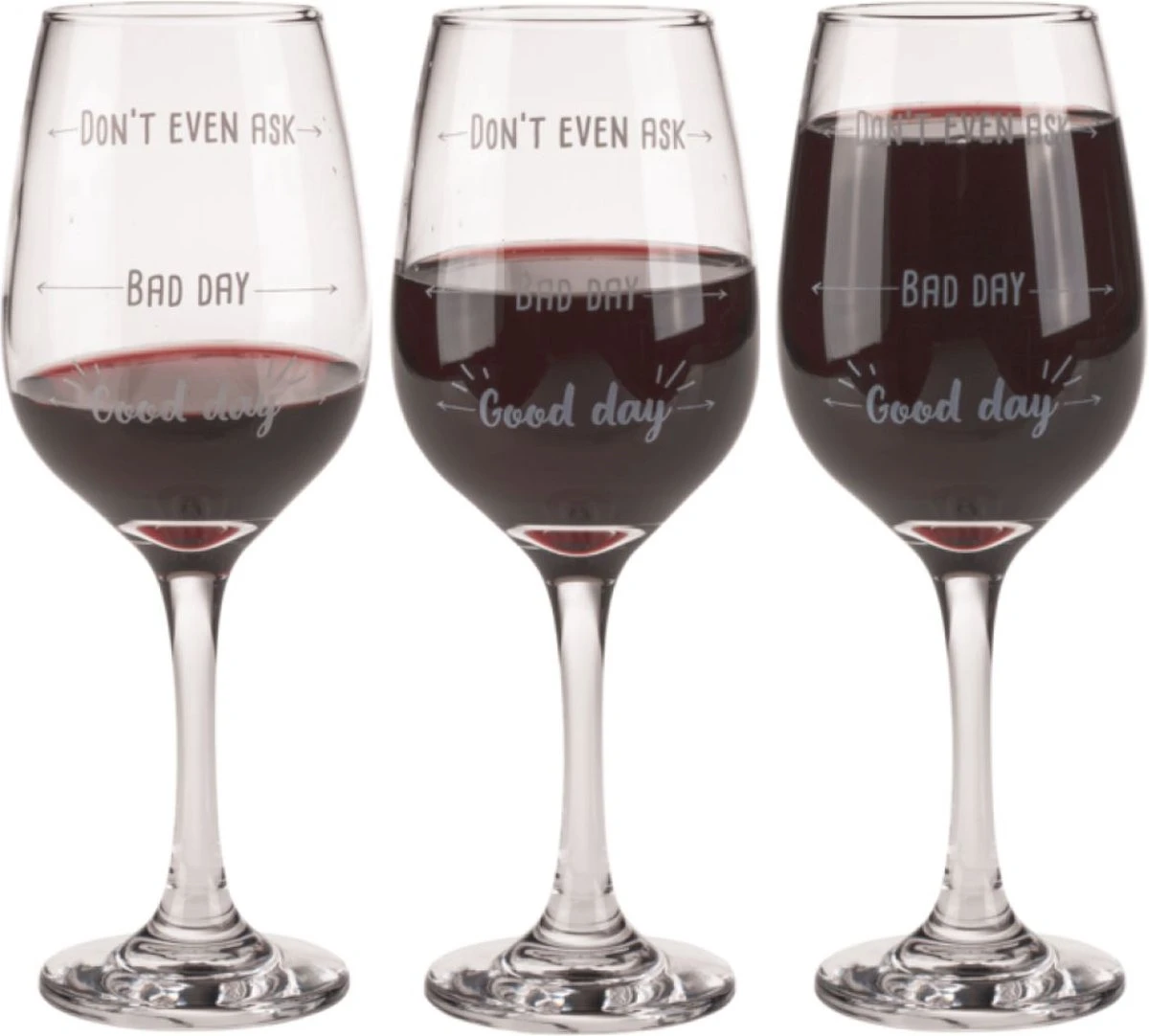 Out Of The Blue Grappig Wijnglas Met Tekst - Wijncadeau Voor Vrouwen - Cadeau Sinterklaas Kerst Verjaardag - Wijnglas Met Wijnhumor En Print: Good Day, Bad Day, Don’t Even Ask 1 Out Of The Blue Grappig Wijnglas Met Tekst - Wijncadeau Voor Vrouwen - Cadeau Sinterklaas Kerst Verjaardag - Wijnglas Met Wijnhumor En Print: Good Day, Bad Day, Don’t Even Ask