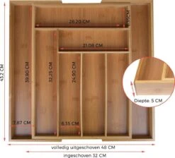 KitchenBrothers Bestekbak - Verstelbare Besteklade - 30 Tot 44.5cm - Bamboehout -Keukenheld Verkoopwinkel 1200x1086