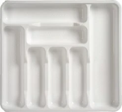 Kunststof Bestekbak/bestekhouder 7-vaks Wit 42 X 39 Cm - Keukenlade/besteklade Inzetbakken