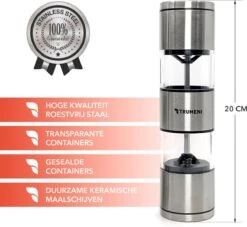 TRUMENI Dubbelzijdige Peper En Zoutmolen Set Inclusief Houder - Handmatige Pepermolen Met Instelbare Maalgraad - 2 Stuks Kruidenmolens 12 TRUMENI Dubbelzijdige Peper En Zoutmolen Set Inclusief Houder - Handmatige Pepermolen Met Instelbare Maalgraad - 2 Stuks Kruidenmolens -Keukenheld Verkoopwinkel 1200x1104