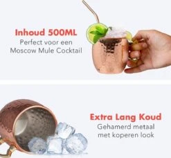 KitchenBrothers Moscow Mule Bekers - Met Rietjes - 4 Stuks - Verkoperd - 500ML -Keukenheld Verkoopwinkel 1200x1108 1