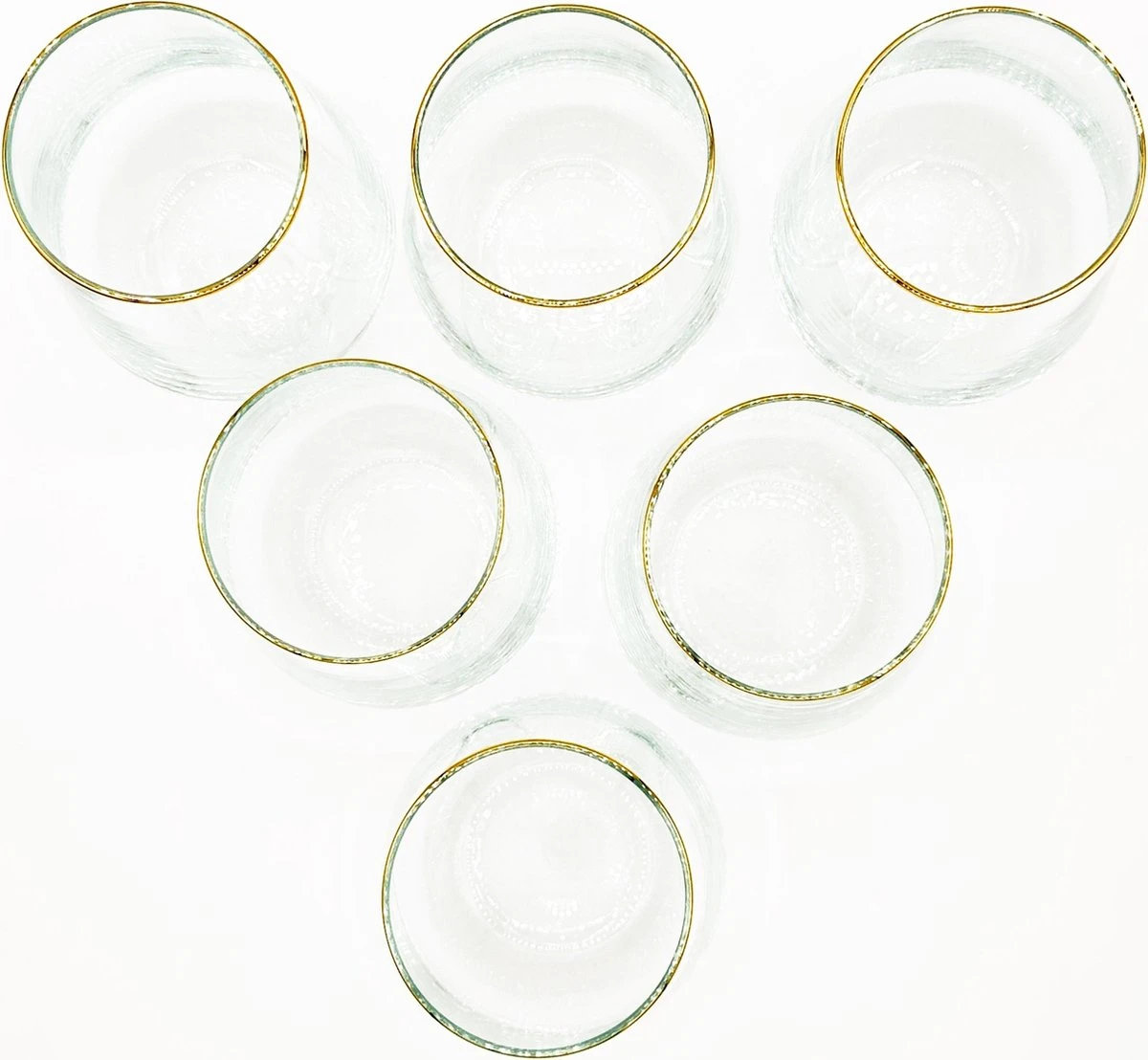 Bohem's - 6 Stuks Handgesneden Drinkglas 'Belinda Gold' - Gehard Glas - Minimalistisch Design 2 Bohem's - 6 Stuks Handgesneden Drinkglas 'Belinda Gold' - Gehard Glas - Minimalistisch Design - Afbeelding 2