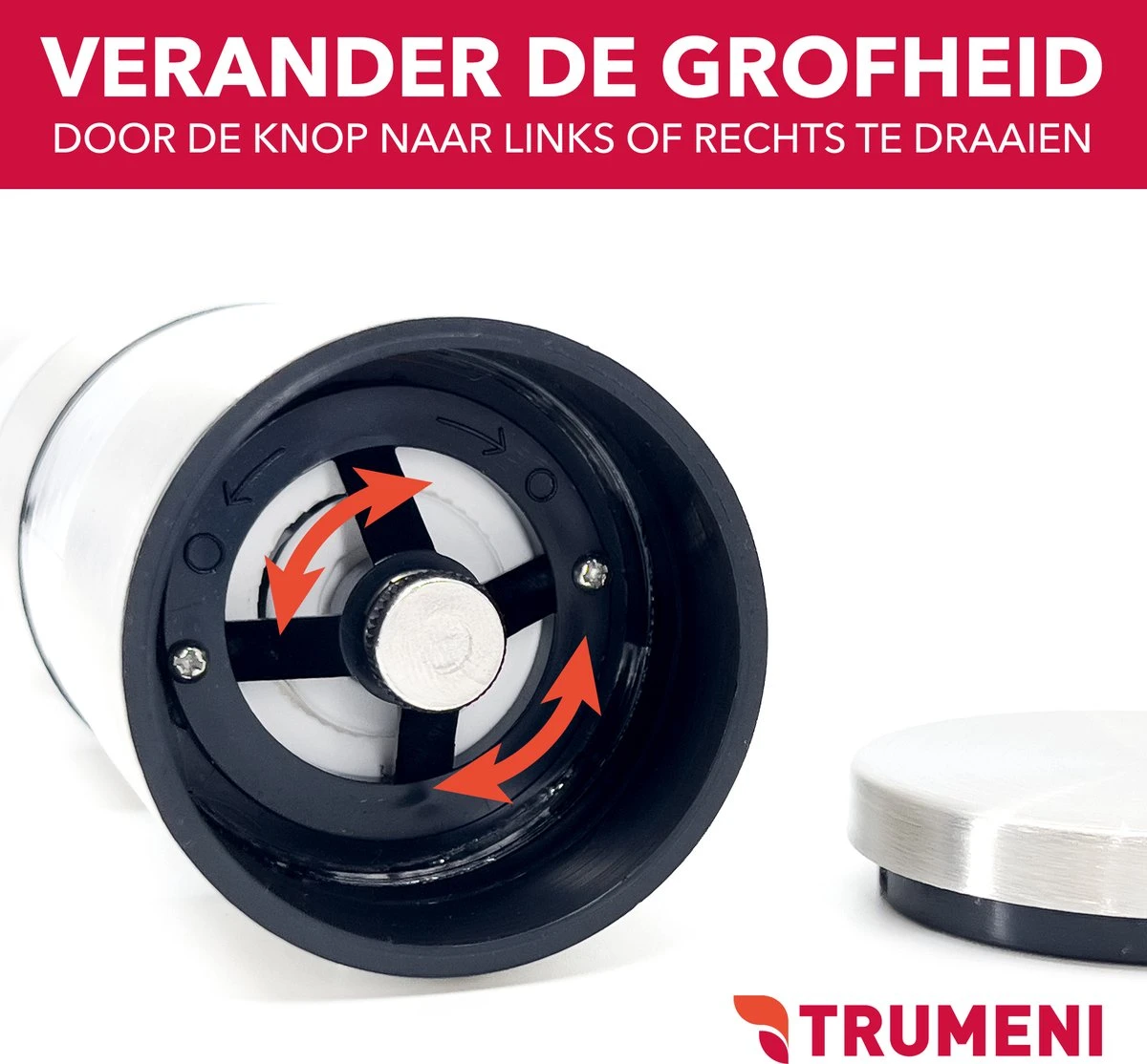 TRUMENI Dubbelzijdige Peper En Zoutmolen Set Inclusief Houder - Handmatige Pepermolen Met Instelbare Maalgraad - 2 Stuks Kruidenmolens 9 TRUMENI Dubbelzijdige Peper En Zoutmolen Set Inclusief Houder - Handmatige Pepermolen Met Instelbare Maalgraad - 2 Stuks Kruidenmolens - Afbeelding 9