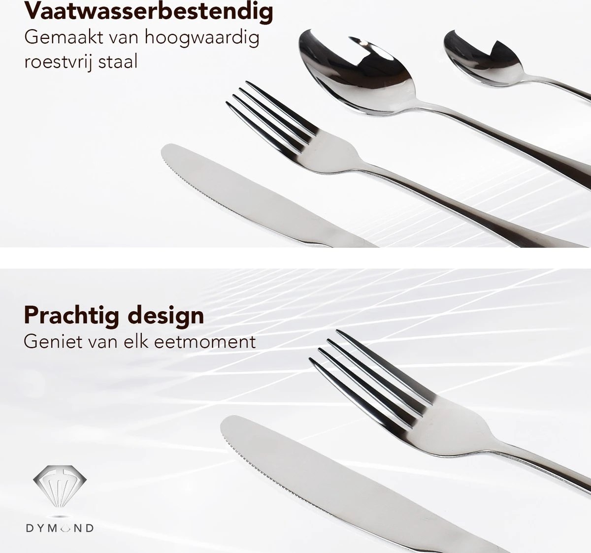 Dymund® 8 Persoons Bestekset - (45-delig) Bestek - Incl. Serveerlepel/Suikerlepel/Serveervork/Botermes - RVS - Zilver 8 Dymund® 8 Persoons Bestekset - (45-delig) Bestek - Incl. Serveerlepel/Suikerlepel/Serveervork/Botermes - RVS - Zilver - Afbeelding 8