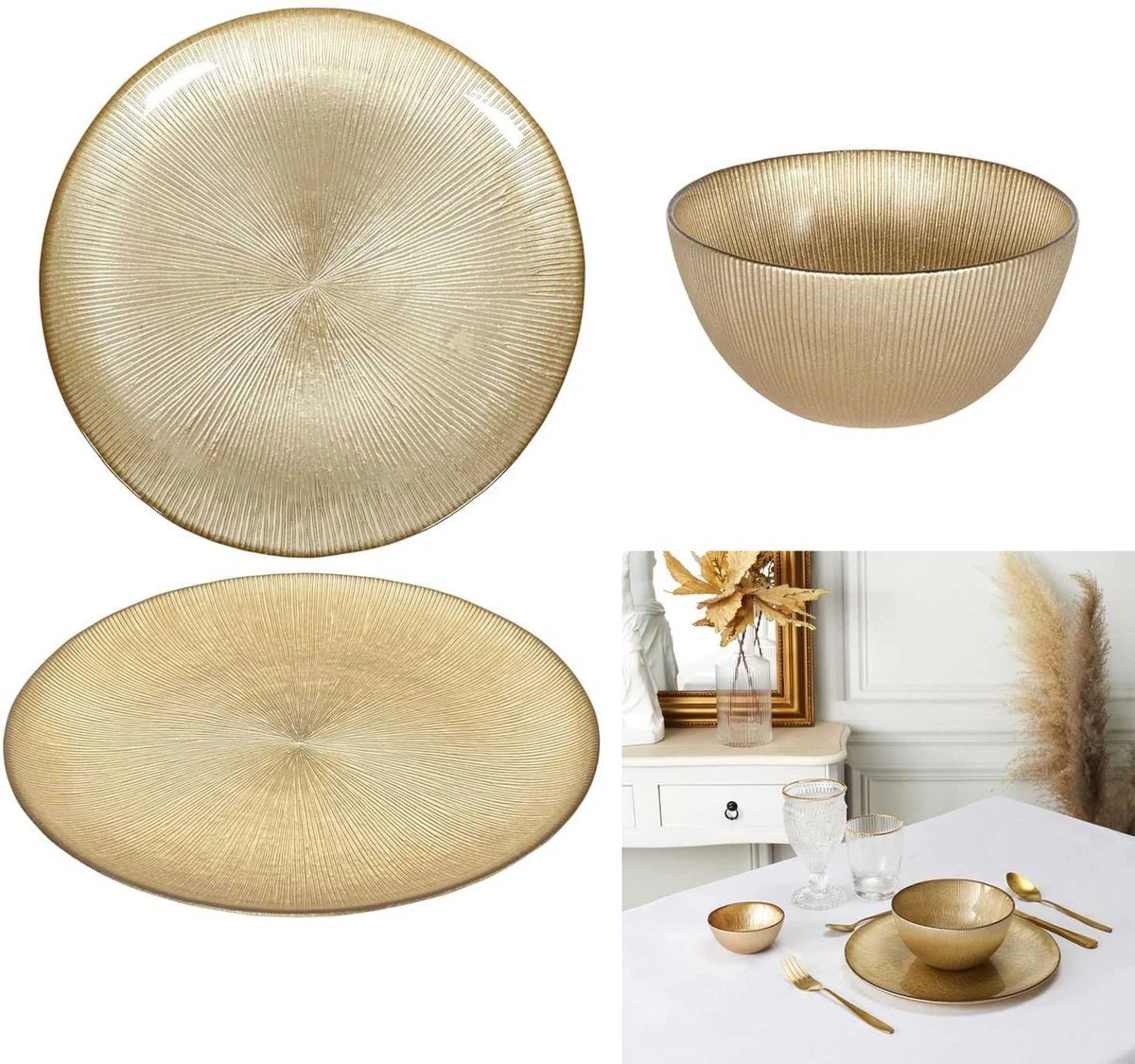 4goodz 6-persoons Versailles Servies Glas - 18 Delig Servies - Goud 1 4goodz 6-persoons Versailles Servies Glas - 18 Delig Servies - Goud