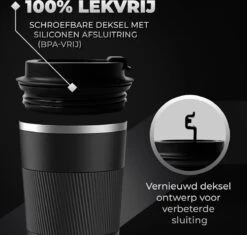Volcan RVS Koffiebeker To Go Met Sleeve - Thermosbeker - Theebeker - Coffee - Zwart 12 Volcan RVS Koffiebeker To Go Met Sleeve - Thermosbeker - Theebeker - Coffee - Zwart -Keukenheld Verkoopwinkel 1200x1142