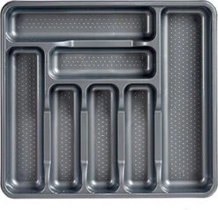 Kunststof Bestekbak/bestekhouder 7-vaks Grijs 42 X 39 Cm - Keukenlade/besteklade Inzetbakken -Keukenheld Verkoopwinkel 1200x1157