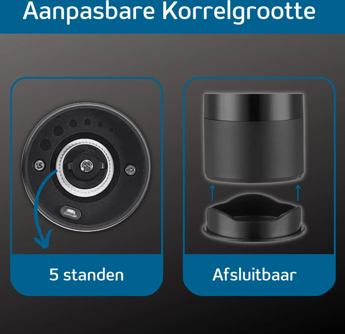 GOV Elektrische Peper- En Zoutmolen Set Zwart Oplaadbaar - Pepermolen - Kruidenmolen 2 GOV Elektrische Peper- En Zoutmolen Set Zwart Oplaadbaar - Pepermolen - Kruidenmolen - Afbeelding 2