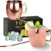 Toivo Moscow Mule Bekers Deluxe 2 Stuks - Brons - 500 Ml - Inclusief RVS Rietjes - Cocktailglas - Bekers