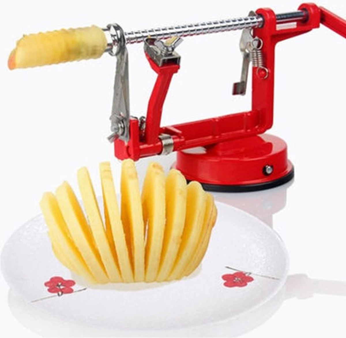 3-In-1 Appelmachine Rood - Appelboor, Appelschiller En Appelsnijder - Fruitsnijder - Groentesnijder - Klokhuis Verwijderaar - Fruitmachine - Keukenapparaat 1 3-In-1 Appelmachine Rood - Appelboor, Appelschiller En Appelsnijder - Fruitsnijder - Groentesnijder - Klokhuis Verwijderaar - Fruitmachine - Keukenapparaat