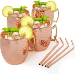 KitchenBrothers Moscow Mule Bekers - Met Rietjes - 4 Stuks - Verkoperd - 500ML -Keukenheld Verkoopwinkel 1200x1175 1