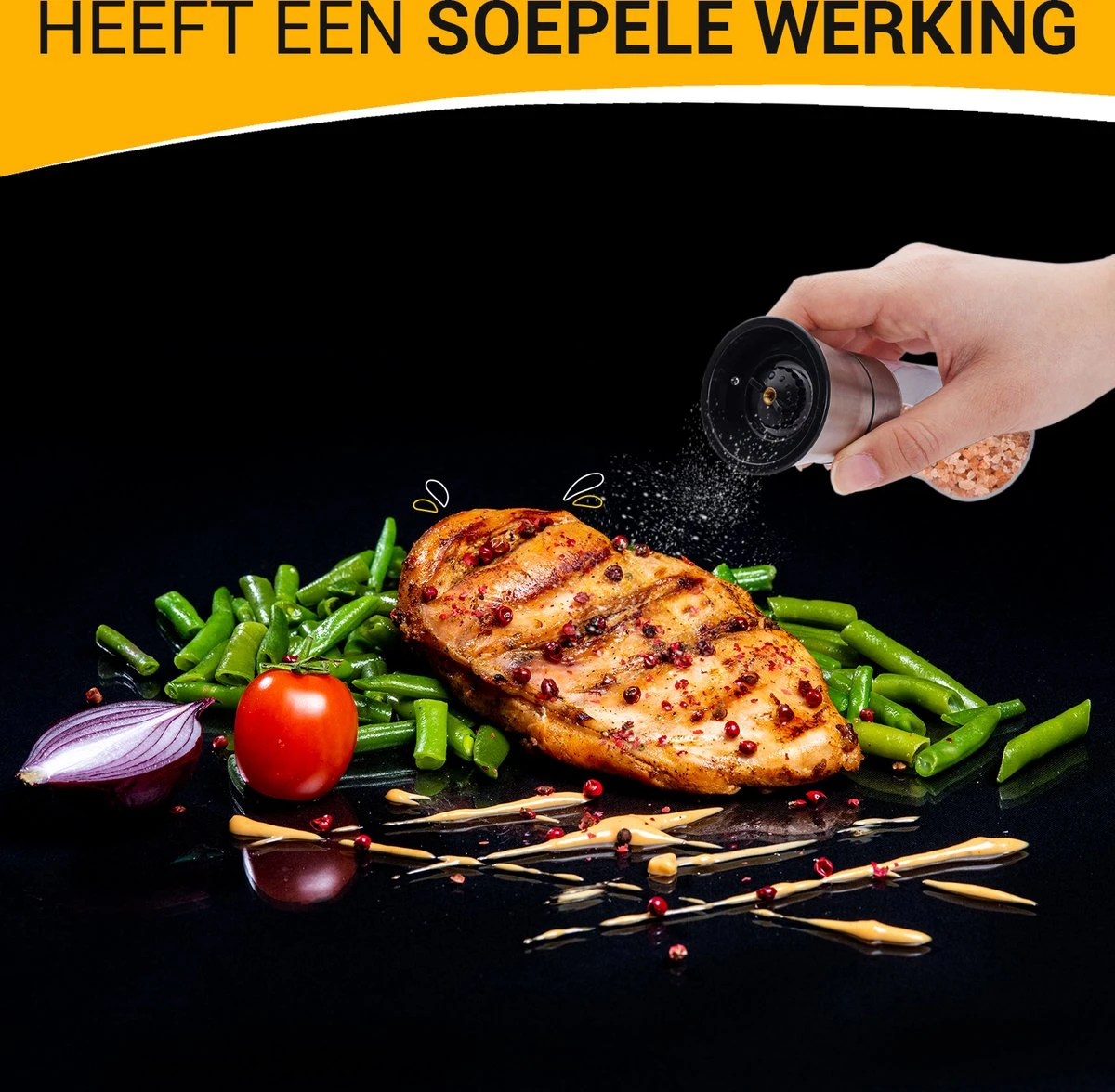 Pepermolen - Peper En Zoutmolen Set - Comfortabele Grip - Stevig Materiaal 3 Pepermolen - Peper En Zoutmolen Set - Comfortabele Grip - Stevig Materiaal - Afbeelding 3