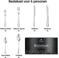 Perow 6 Persoons Bestekset – 36 Delig – 18/10 Edelstaal – Lepels, Messen, Vorken & Steakmessen – Vaatwasserbestendig – Zilver - Serviessets 10 Perow 6 Persoons Bestekset – 36 Delig – 18/10 Edelstaal – Lepels, Messen, Vorken & Steakmessen – Vaatwasserbestendig – Zilver - Serviessets -Keukenheld Verkoopwinkel 1200x1177 1