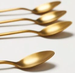 Merkloos 12 Koffie -en Theelepeltjes GOUD - Thee - Koffie - RVS - Goud