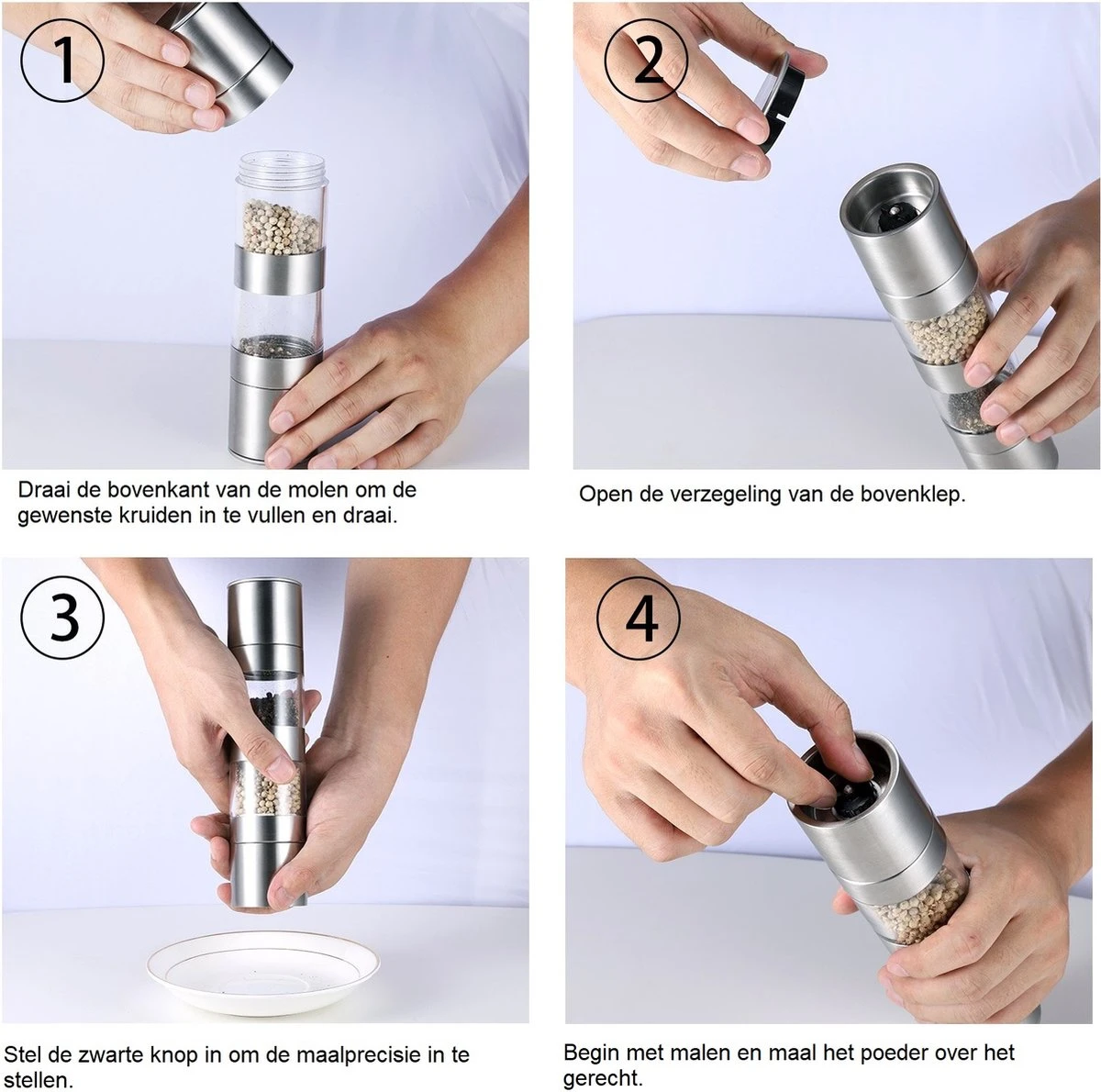 Merkloos Peper- En Zoutmolen- 2 In 1 - RVS - 22 X 5,2 Cm 8 Merkloos Peper- En Zoutmolen- 2 In 1 - RVS - 22 X 5,2 Cm - Afbeelding 8