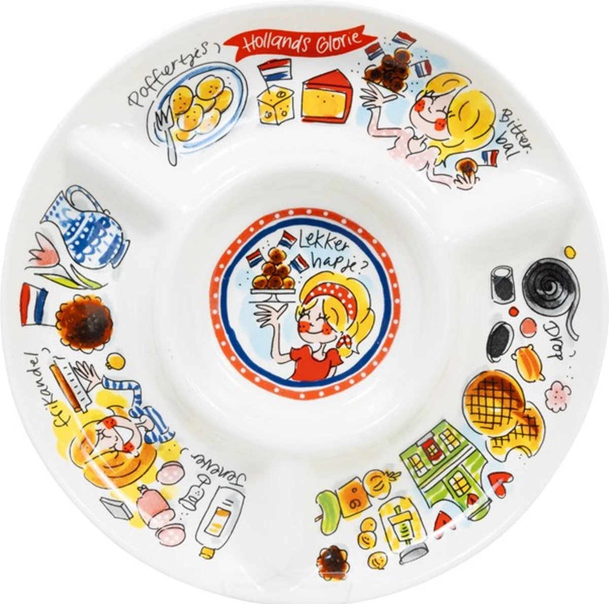 Serveerschaal - 23 Cm - Serveerschaal Met Vakjes - Hollandse Cadeautjes - Holland Souvenir - Typisch Nederlands 1 Serveerschaal - 23 Cm - Serveerschaal Met Vakjes - Hollandse Cadeautjes - Holland Souvenir - Typisch Nederlands