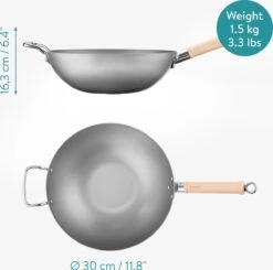 Navaris Grote Wokpan Geschikt Voor Inductie - Koolstofstalen Wok Met Twee Handvaten - Carbon Steel Wok 30 Cm Diameter - Voor Roerbak- En Wokgerechten 10 Navaris Grote Wokpan Geschikt Voor Inductie - Koolstofstalen Wok Met Twee Handvaten - Carbon Steel Wok 30 Cm Diameter - Voor Roerbak- En Wokgerechten -Keukenheld Verkoopwinkel 1200x1192 2
