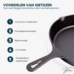 Gietijzeren Pan - Skillet - Koekenpan - BBQ - Koekenpan Inductie - ø32cm - 3.1 KG - Geschikt Voor Alle Warmtebronnen - Inclusief Gratis E-Book -Keukenheld Verkoopwinkel 1200x1198 19