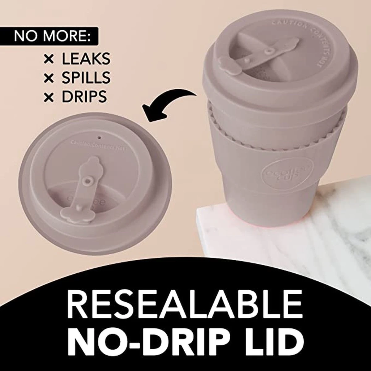 Ecoffee Cup Kerr & Napier 14oz/400ml - Anti Drup - Vegan - Cadeau - Verjaardag - Geschenk- Kados 2 Ecoffee Cup Kerr & Napier 14oz/400ml - Anti Drup - Vegan - Cadeau - Verjaardag - Geschenk- Kados - Afbeelding 2