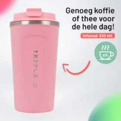 Triple J® Koffiebeker To Go - Thermosbeker - BPA & Lekvrij - 510ml - Roze -Keukenheld Verkoopwinkel 1200x1200 1034