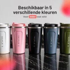Triple J® Koffiebeker To Go - Thermosbeker - BPA & Lekvrij - 510ml - Roze -Keukenheld Verkoopwinkel 1200x1200 1039