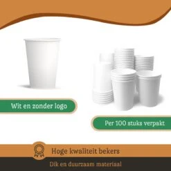 Drinkbeker Wit - Koffiebeker - Kartonnen Beker - 265ml - 100 Stuks - Wegwerpbeker - Papieren Beker - To-Go -Keukenheld Verkoopwinkel 1200x1200 1051