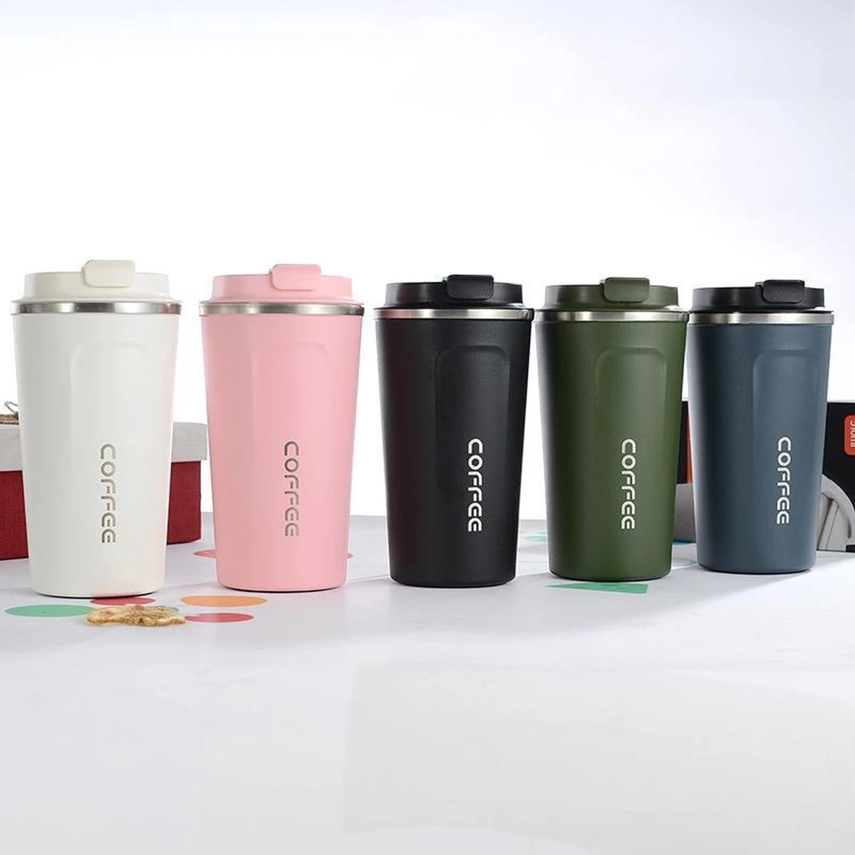 Koffiebeker To Go | Lekvrije Thermosbeker | Thermosfles | RVS Reisbeker | Dubbelwandige Travel Mug | 350 Ml | Roze 2 Koffiebeker To Go | Lekvrije Thermosbeker | Thermosfles | RVS Reisbeker | Dubbelwandige Travel Mug | 350 Ml | Roze - Afbeelding 2