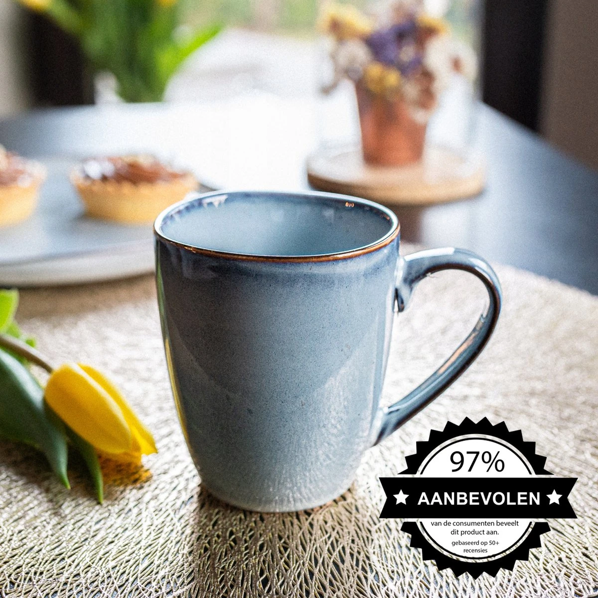 Koffiekopjes - Cappuccino Kop - Theemok - Koffiebeker - Blauw - 320ml - Set Van 6 5 Koffiekopjes - Cappuccino Kop - Theemok - Koffiebeker - Blauw - 320ml - Set Van 6 - Afbeelding 5