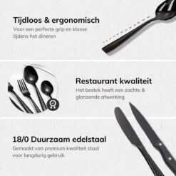 Deleca 6 Persoons Bestekset (36-delig) - Lepels, Messen, Vorken & Steakmessen - Vaatwasserbestendig - Zwart / RVS 15 Deleca 6 Persoons Bestekset (36-delig) - Lepels, Messen, Vorken & Steakmessen - Vaatwasserbestendig - Zwart / RVS -Keukenheld Verkoopwinkel 1200x1200 116